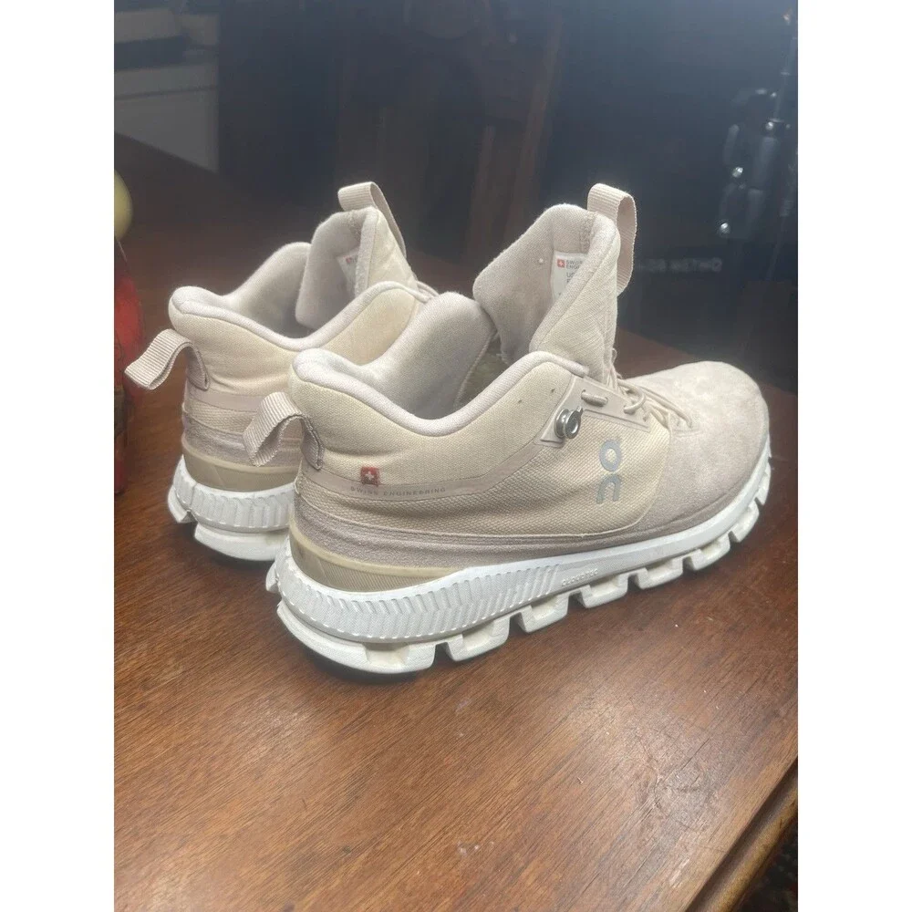 On Cloud Hi Speedboard Sneaker Tan Brownish Tint Women’s Size 9.5M Swiss Comfort